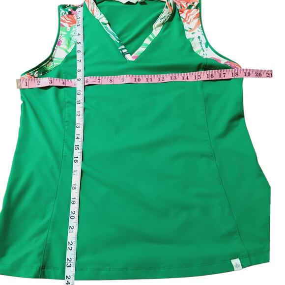 Lady Hagen Sleeveless Golf Tank Top Shirt M Green Floral Stretch‎ V-Neck Active - Picture 4 of 12